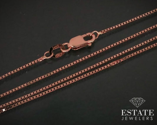 14k Rose Gold .7mm Box Chain Link Ladies Necklace 1.9g 18"L i6903
