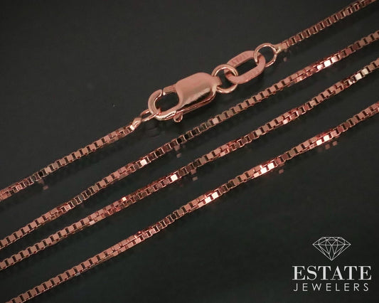 14k Rose Gold .8mm Box Chain Link Ladies Necklace 2.1g 16"L i5187