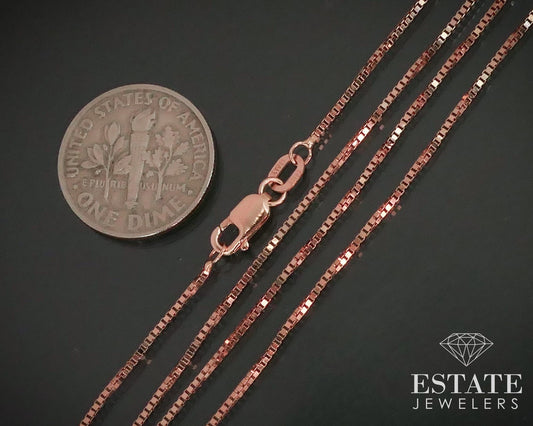 14k Rose Gold .8mm Box Chain Link Ladies Necklace 2.1g 16"L i5187
