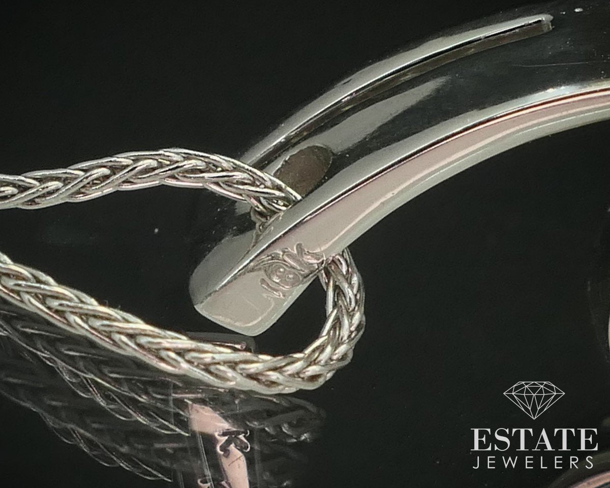 18k White Gold Natural .44ctw Diamond Spiral Ladies Necklace 6.6g 18"L i15093