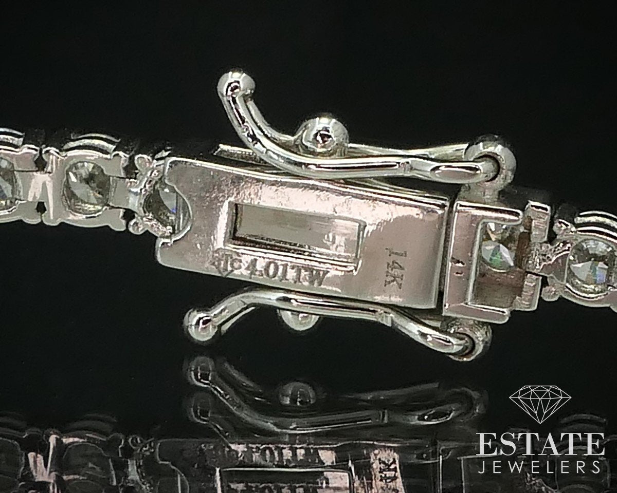 14k White Gold Round 4.01ctw Natural Diamond Tennis Bracelet 8.3g 7"L i15149