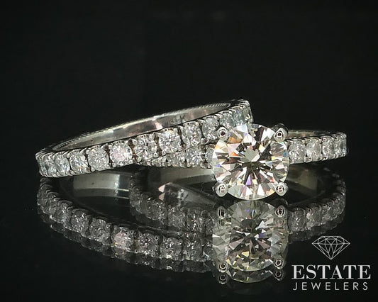 14k White Gold Round Natural 2.25ctw Diamond Ladies Wedding Set 5.1g i15146