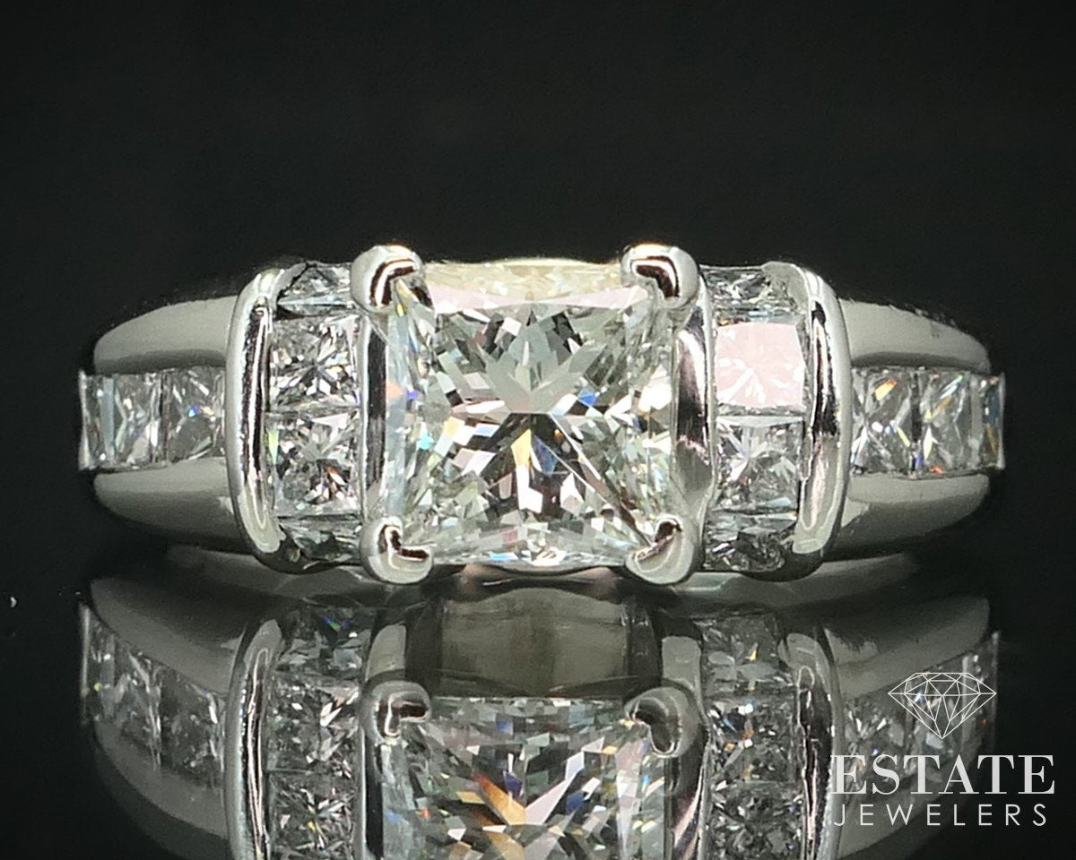 14k White Gold IGI Princess 1.06ct Natural Diamond Engagement Ring i15214