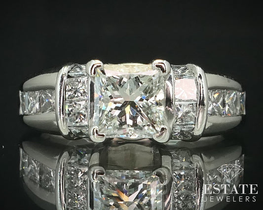 14k White Gold IGI Princess 1.06ct Natural Diamond Engagement Ring i15214