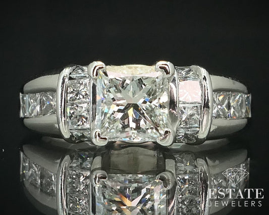 14k White Gold IGI Princess 1.06ct Natural Diamond Engagement Ring i15214