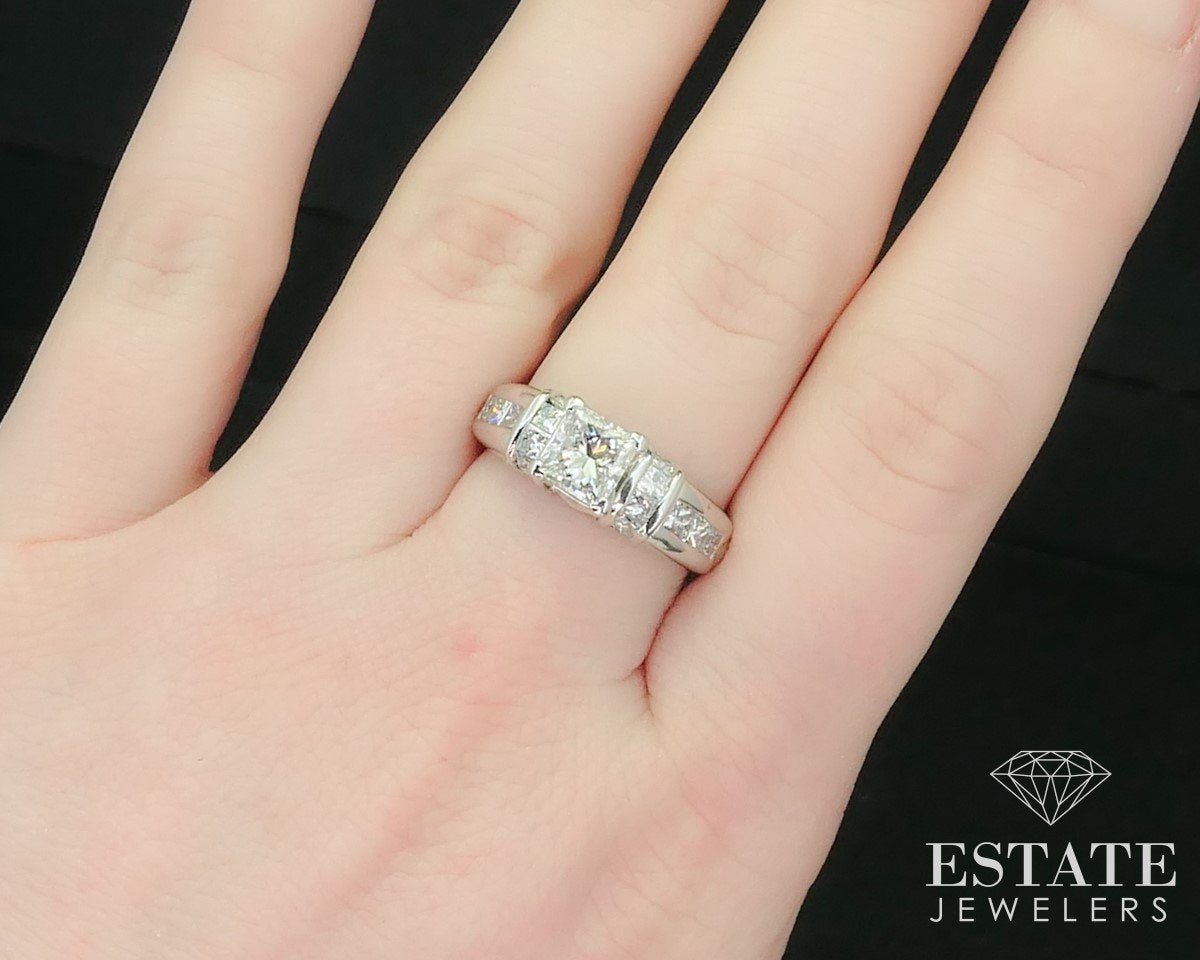 14k White Gold IGI Princess 1.06ct Natural Diamond Engagement Ring i15214