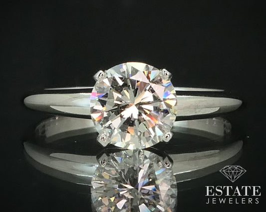 Estate 14k White Gold Natural 1.12ct Round Diamond Solitaire Ring 3g i15244