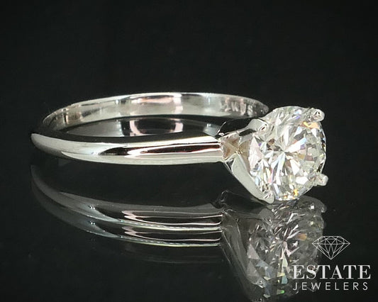 Estate 14k White Gold Natural 1.12ct Round Diamond Solitaire Ring 3g i15244