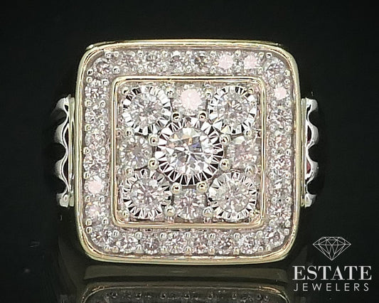 10k Yellow Gold 19mm Natural .82ctw Diamond Mens Band Ring 13.6g i15344