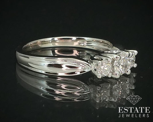 14k White Gold Round Natural .55ctw Diamond Engagement Ring 4g i15341