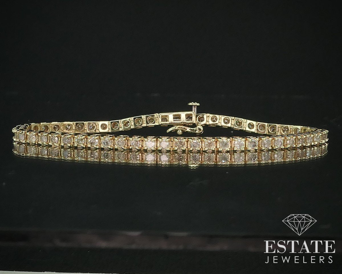 14k Yellow Gold Round 2.20ctw Natural Diamond Tennis Bracelet 11.1g 7"L I15343