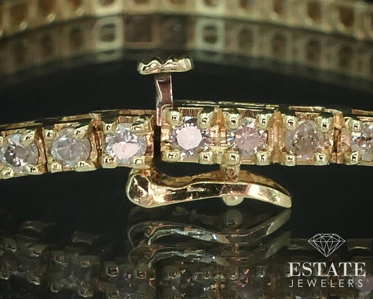 14k Yellow Gold Round 2.20ctw Natural Diamond Tennis Bracelet 11.1g 7"L I15343