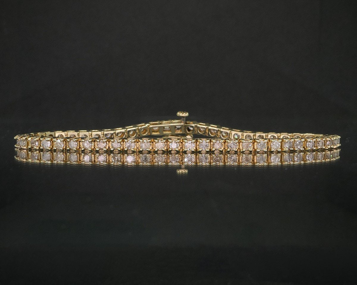 14k Yellow Gold Round 2.20ctw Natural Diamond Tennis Bracelet 11.1g 7"L I15343