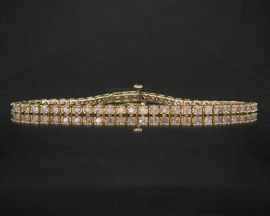 14k Yellow Gold Round 2.20ctw Natural Diamond Tennis Bracelet 11.1g 7"L I15343