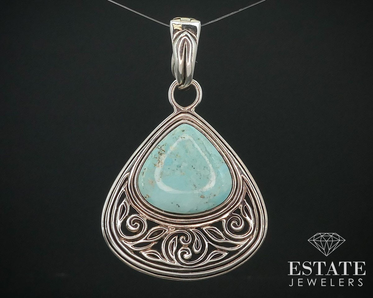 Sterling Silver Barse Natural Turquoise Pendant 14.4g i15393