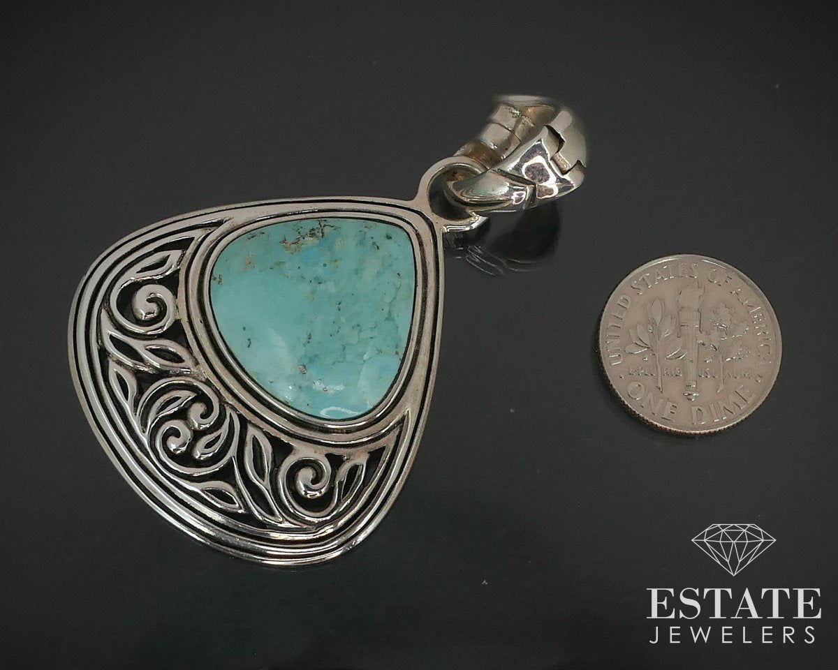 Sterling Silver Barse Natural Turquoise Pendant 14.4g i15393