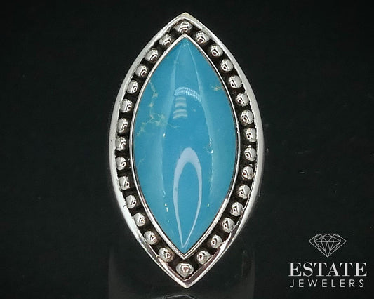 Estate Sterling Silver Natural Turquoise Beaded Ladies Ring 13.6g i15423