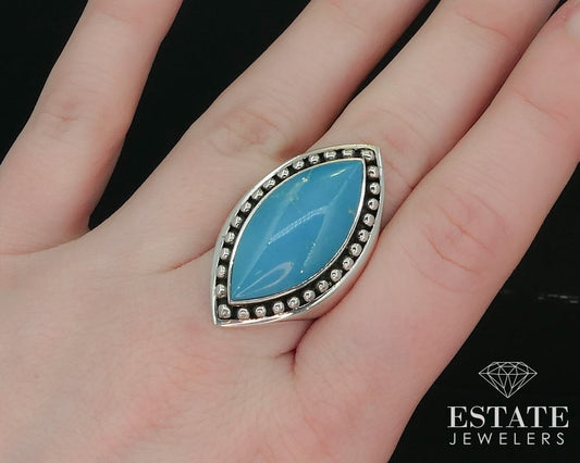 Estate Sterling Silver Natural Turquoise Beaded Ladies Ring 13.6g i15423