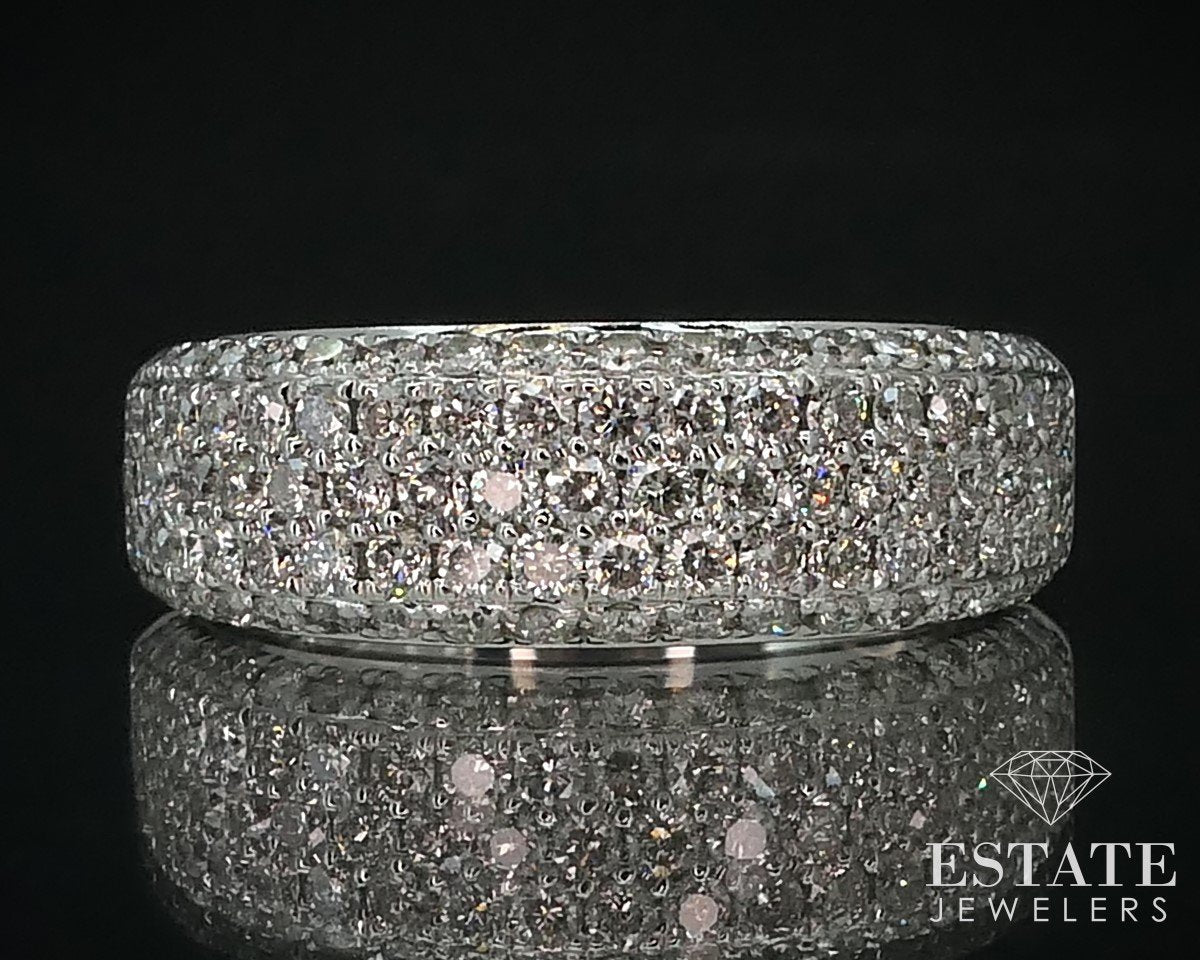 14k White Gold 1ctw Natural Diamond Pave Ladies Band Ring 4.4g i15379