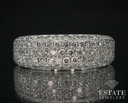 14k White Gold 1ctw Natural Diamond Pave Ladies Band Ring 4.4g i15379