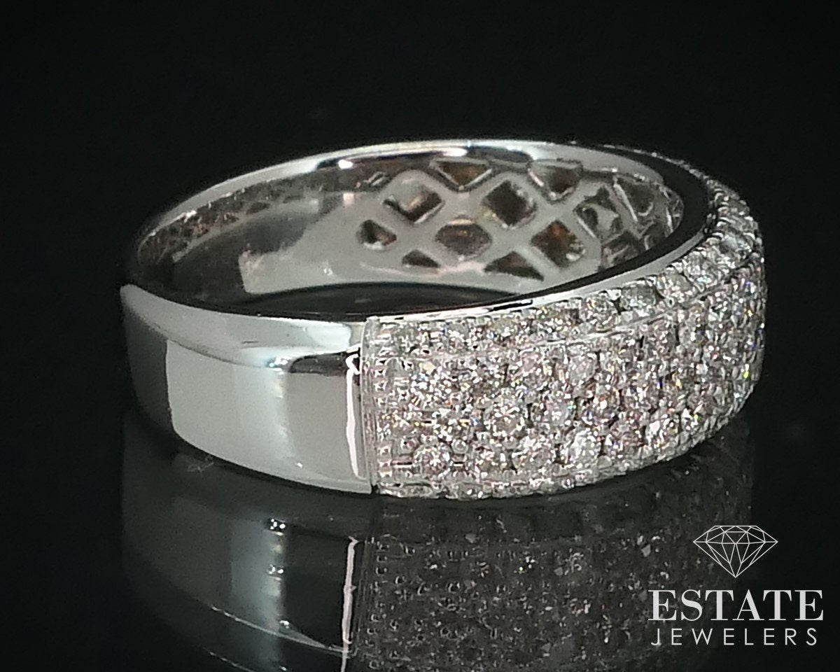 14k White Gold 1ctw Natural Diamond Pave Ladies Band Ring 4.4g i15379
