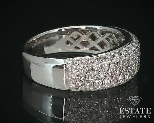 14k White Gold 1ctw Natural Diamond Pave Ladies Band Ring 4.4g i15379
