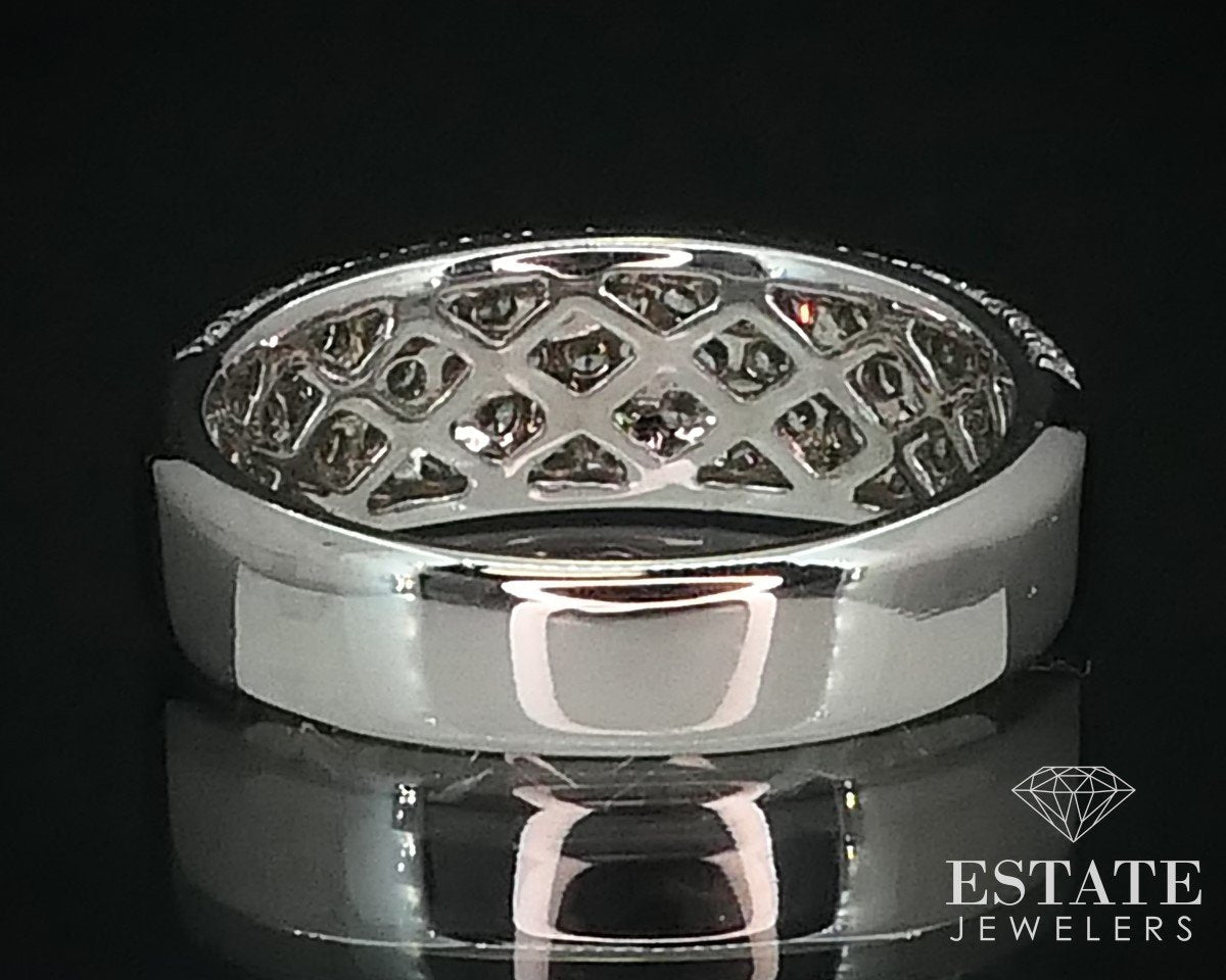 14k White Gold 1ctw Natural Diamond Pave Ladies Band Ring 4.4g i15379