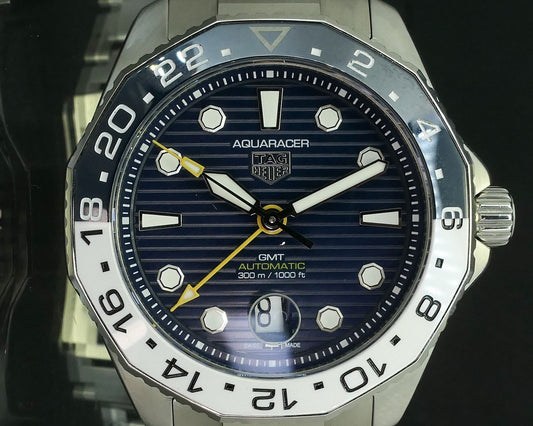 Tag Heuer Aquaracer GMT WBP2010. BA0632 Blue Dial Stainless Mens Watch i15348