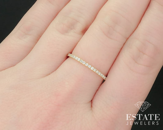 14k Yellow Gold Natural .25ctw Diamond Ladies Wedding Band Ring 0.8g i15491