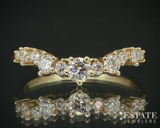 14k Yellow Gold Natural .41ctw Diamond Ladies Curved Wedding Band Ring 2g i15513