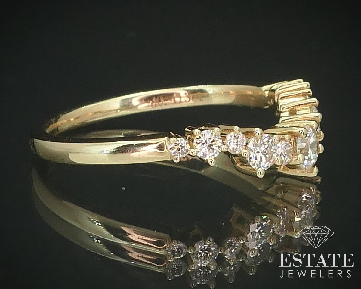 14k Yellow Gold Natural .41ctw Diamond Ladies Curved Wedding Band Ring 2g i15513
