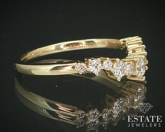14k Yellow Gold Natural .41ctw Diamond Ladies Curved Wedding Band Ring 2g i15513