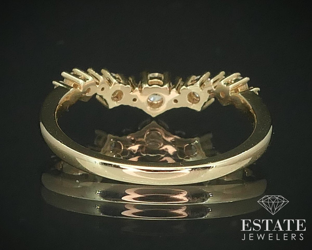 14k Yellow Gold Natural .41ctw Diamond Ladies Curved Wedding Band Ring 2g i15513