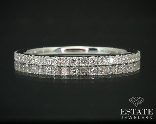 14k White Gold Natural .28ctw Diamond Ladies Wedding Band Ring 0.8g i15514