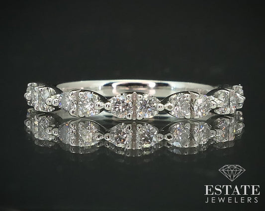 14k White Gold Natural .47ctw Diamond Ladies Wedding Band Ring 2.0g i15504
