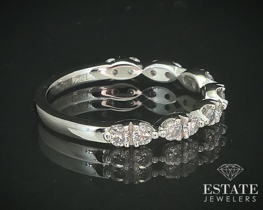 14k White Gold Natural .47ctw Diamond Ladies Wedding Band Ring 2.0g i15504