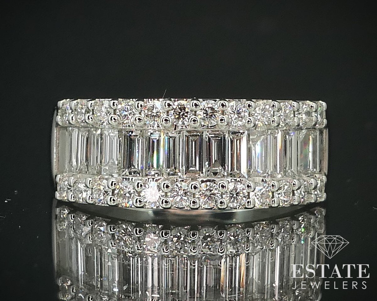 14k White Gold Natural 1.00ctw Diamond Ladies Wedding Band Ring 5.5g i15488