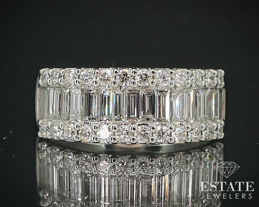 14k White Gold Natural 1.00ctw Diamond Ladies Wedding Band Ring 5.5g i15488