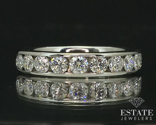 14k White Gold Natural .98ctw Diamond Ladies Wedding Band Ring 3.6g i15480