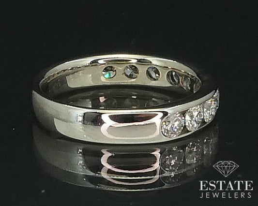 14k White Gold Natural .98ctw Diamond Ladies Wedding Band Ring 3.6g i15480
