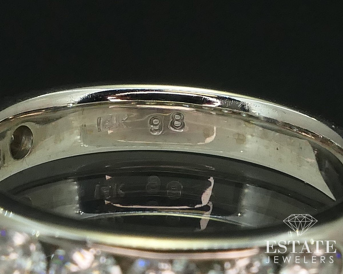 14k White Gold Natural .98ctw Diamond Ladies Wedding Band Ring 3.6g i15480