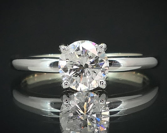 14k White Gold Round Natural 1.00ct Diamond Solitaire Engagement Ring 2g i15531