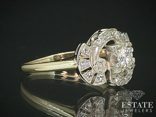 Antique 14k White & Yellow Gold Natural .31ctw Diamond Ladies Ring 2.6g i15581