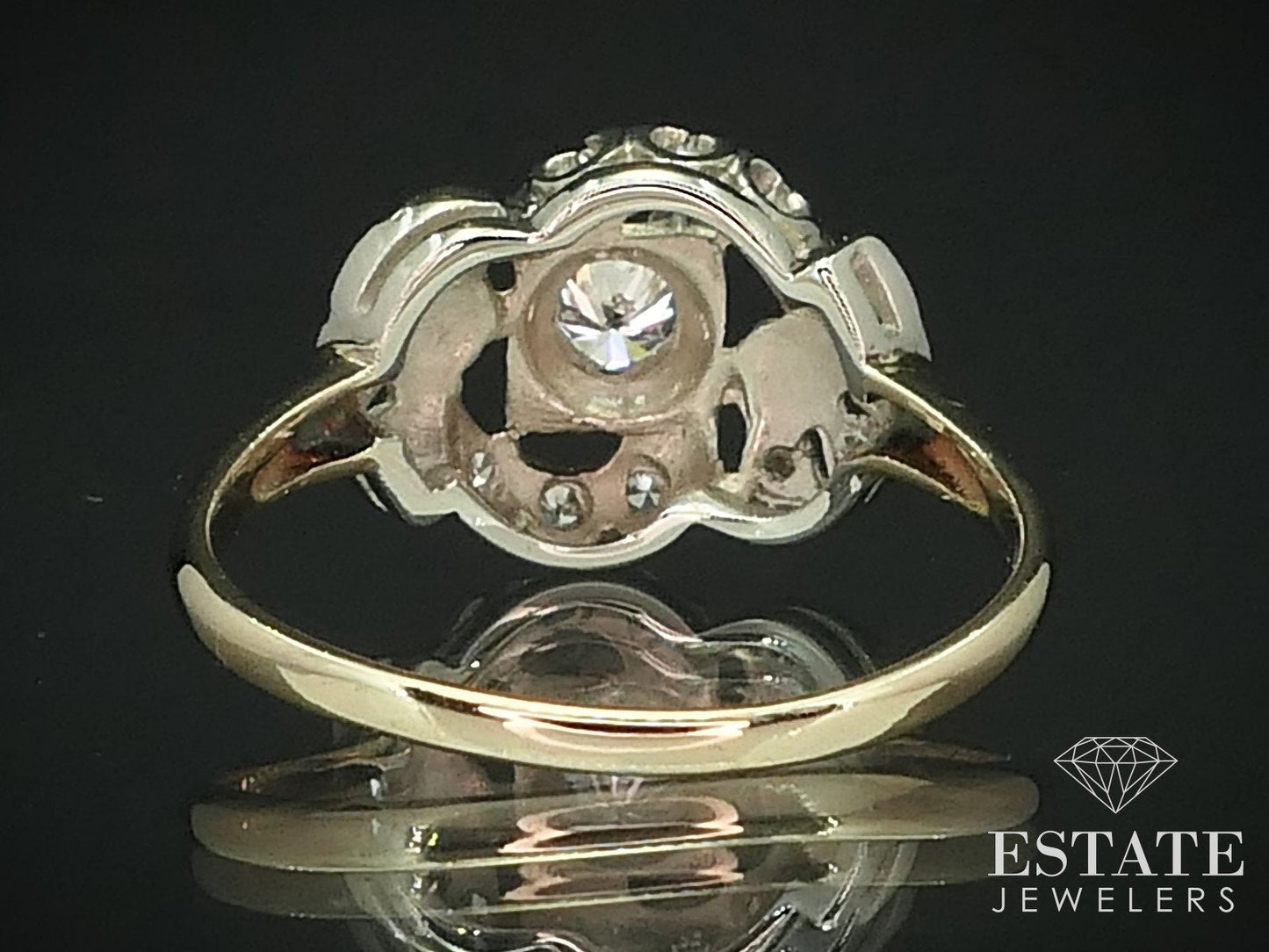 Antique 14k White & Yellow Gold Natural .31ctw Diamond Ladies Ring 2.6g i15581