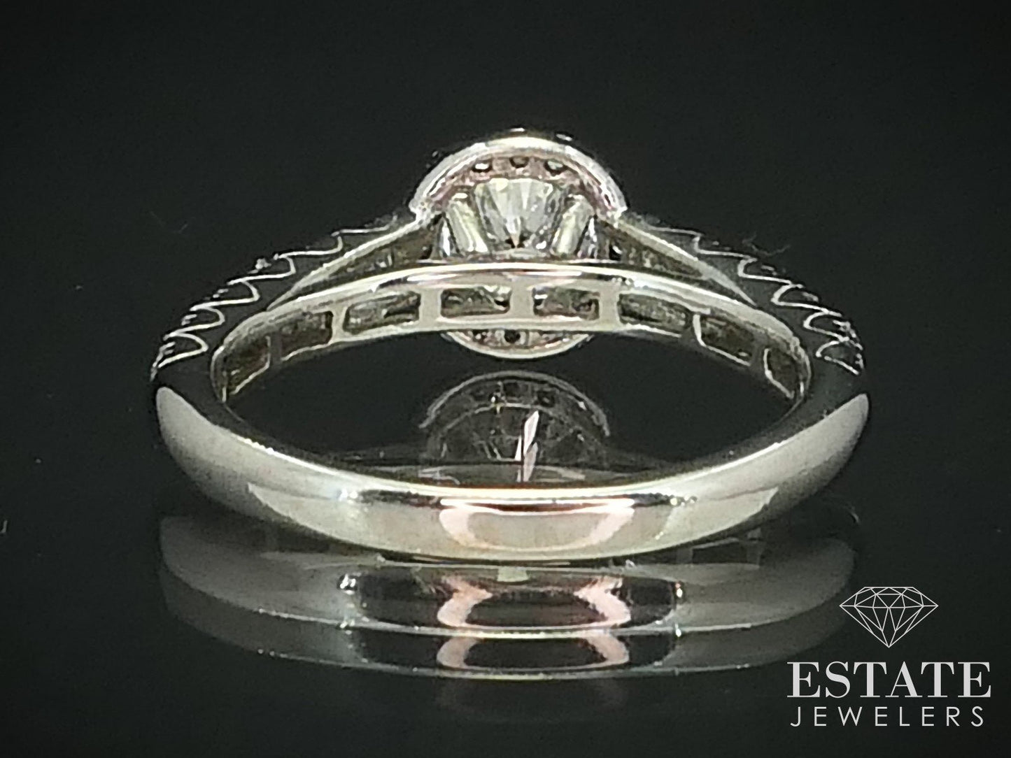 14k White Gold GIA Round Natural .88ctw Diamond Halo Engagement Ring 3g i15588