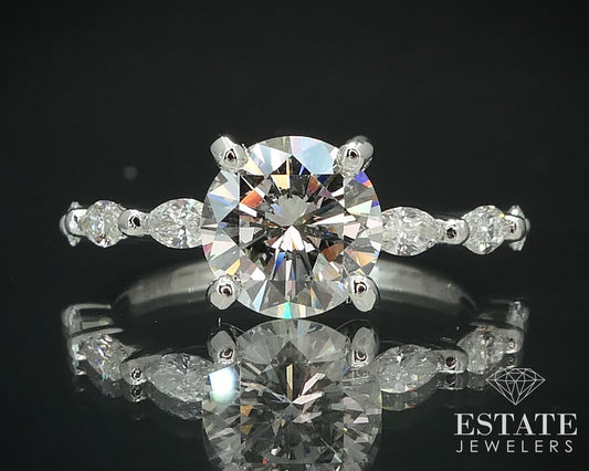 14k White Gold GIA Round 1.32ctw Diamond Engagement Ring 2.4g i15640