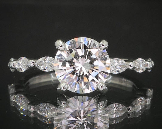 14k White Gold GIA Round 1.32ctw Diamond Engagement Ring 2.4g i15640