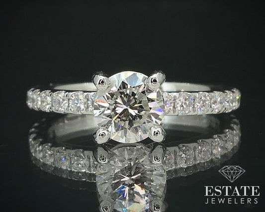 14k White Gold Round Natural 1.45ctw Diamond Engagement Ring 3.2g i15658