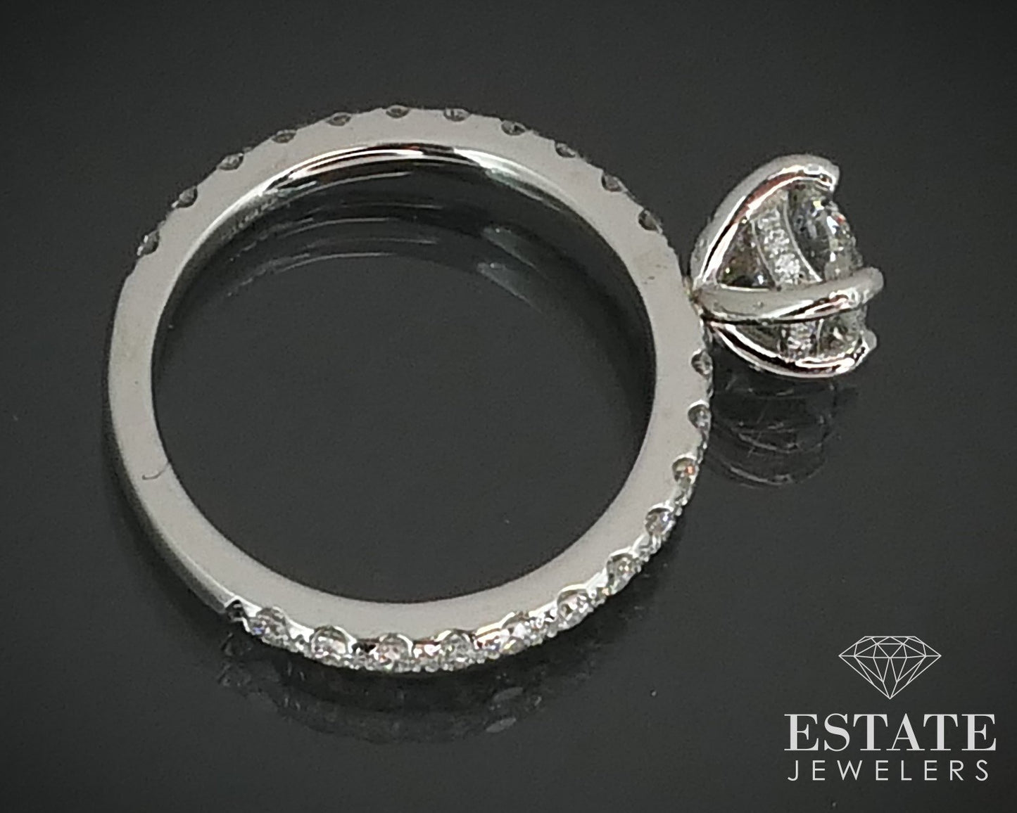 14k White Gold Round Natural 1.45ctw Diamond Engagement Ring 3.2g p62590