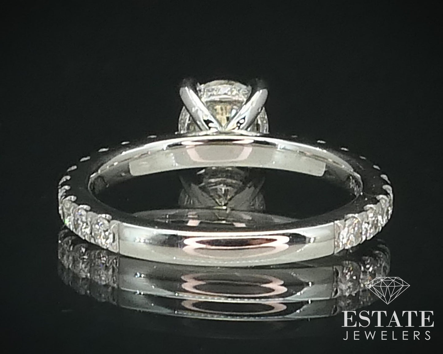 14k White Gold Round Natural 1.45ctw Diamond Engagement Ring 3.2g p62590